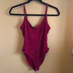 Forever 21 Red Shimmer Bodysuit